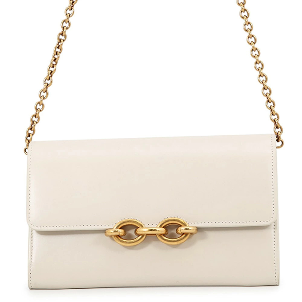 Saint Laurent Paris Chain Shoulder Wallet Le Maillon Calfskin White